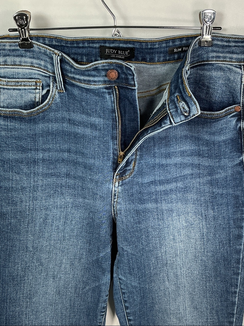 Judy Blue High Waisted Slim Fit Skinny Distressed Denim Jeans Blue Size 13/31 - Picture 3 of 15